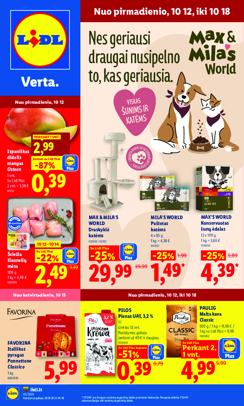 lidl - MAISTO PREKIŲ PASIŪLYMAI (2026-10-12 - 2026-10-18)