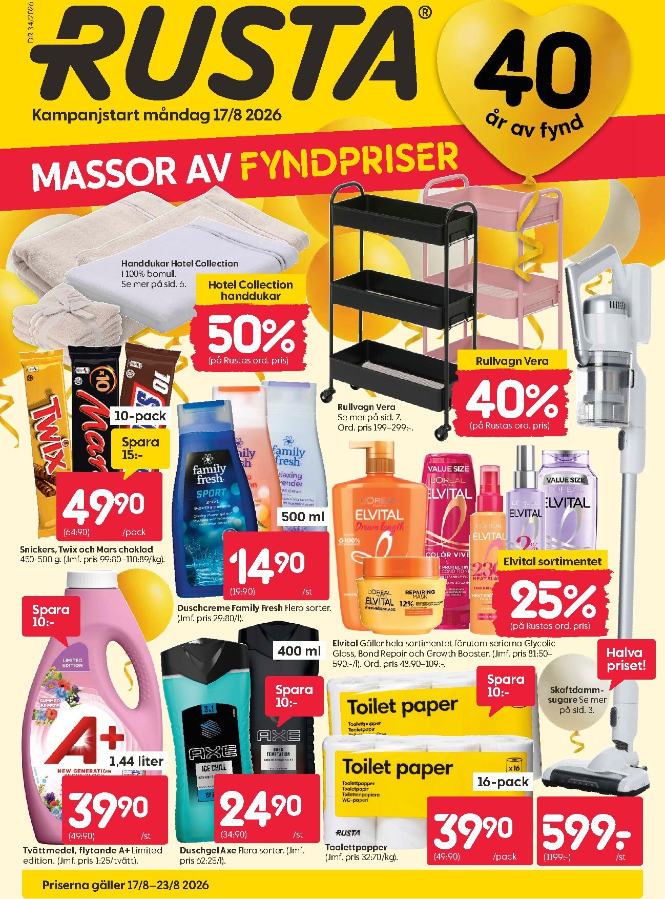 rusta - Aktuellt Rusta reklamblad från måndag, 17/08/2026 till söndag, 23/08/2026