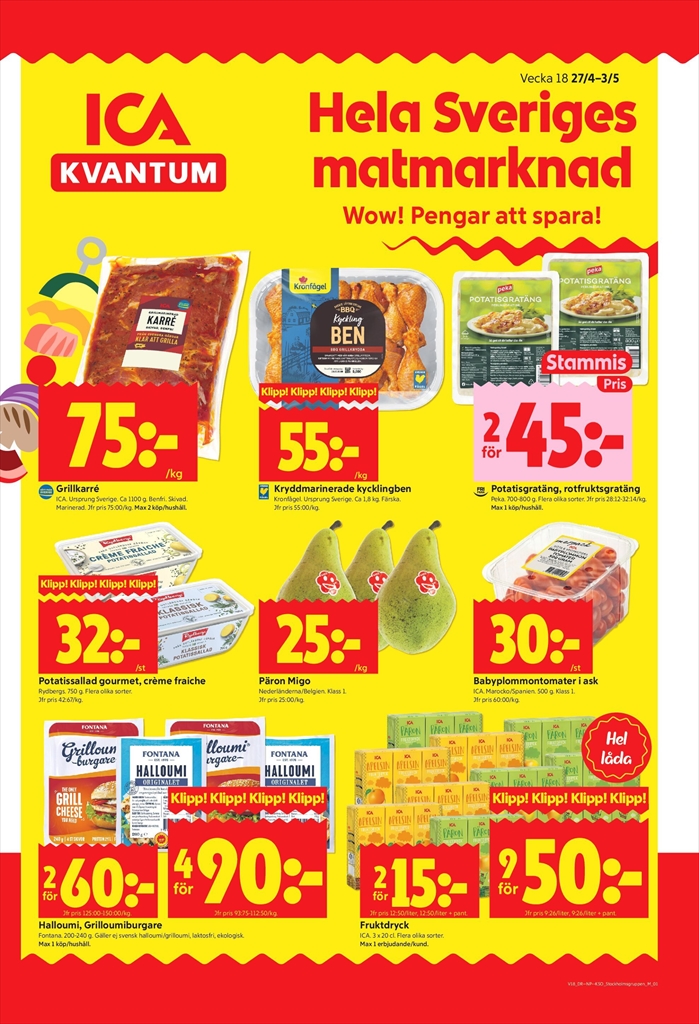 ica-kvantum - Aktuellt ICA Kvantum reklamblad giltigt från måndag 27/04/2026 till söndag 03/05/2026
