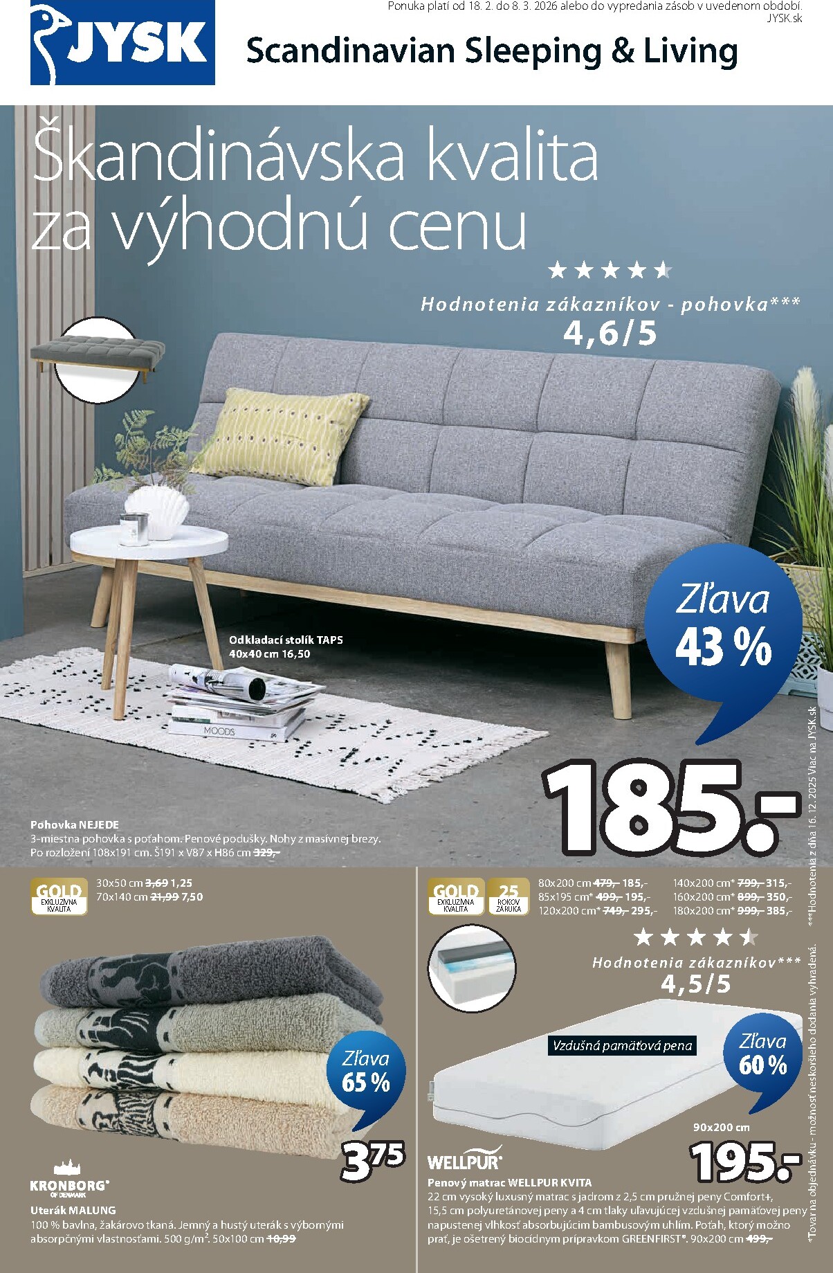 jysk - Leták Jysk platný od 18.02.2026 do 08.03.2026
