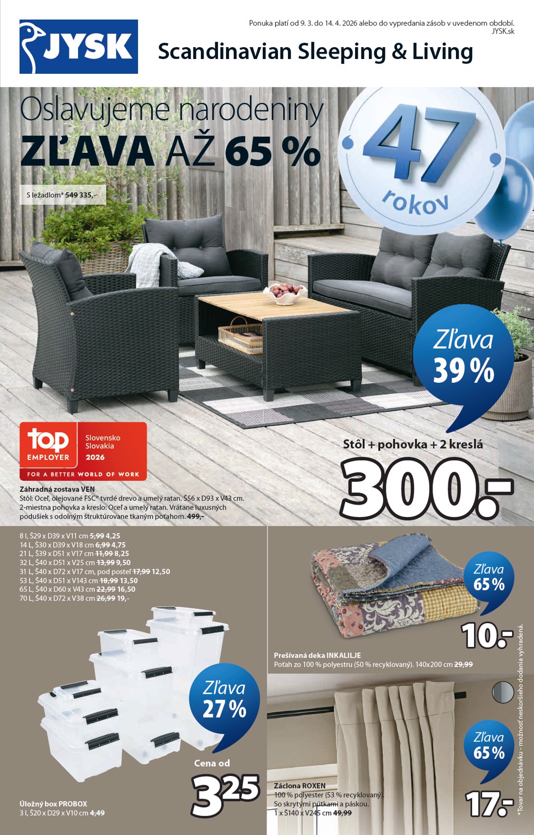 jysk - Leták Jysk platný od 09.03.2026 do 14.04.2026