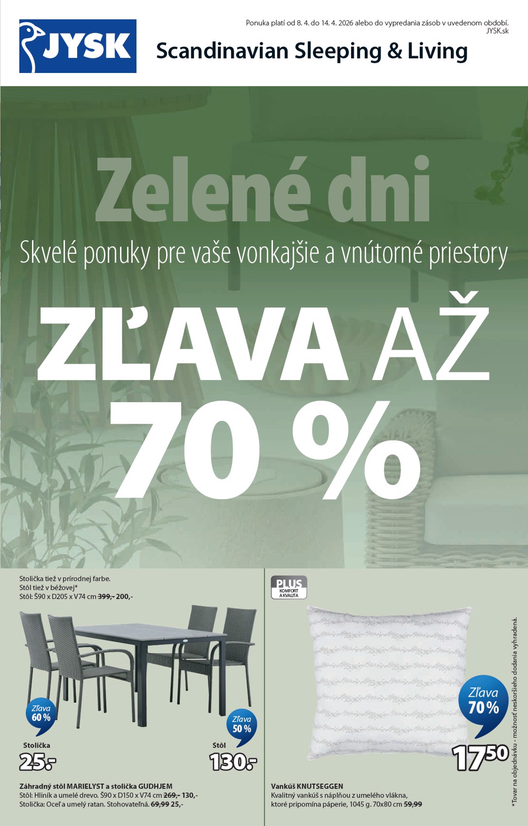 jysk - Aktuálny leták Jysk platný od stredy, 08.04.2026 do utorka, 14.04.2026