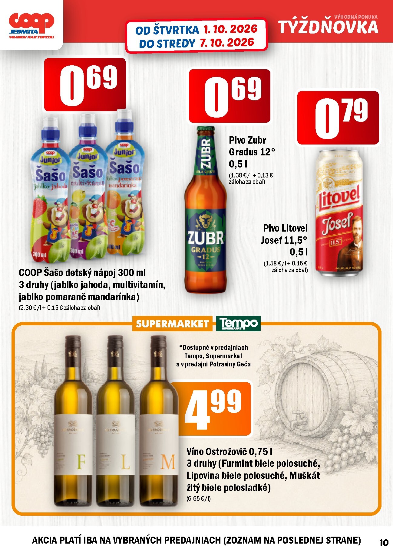 coop-jednota - Aktuálny COOP Jednota - Vranov nad Topľou leták od štvrtka, 01.10.2026 do stredy, 07.10.2026 - page: 10