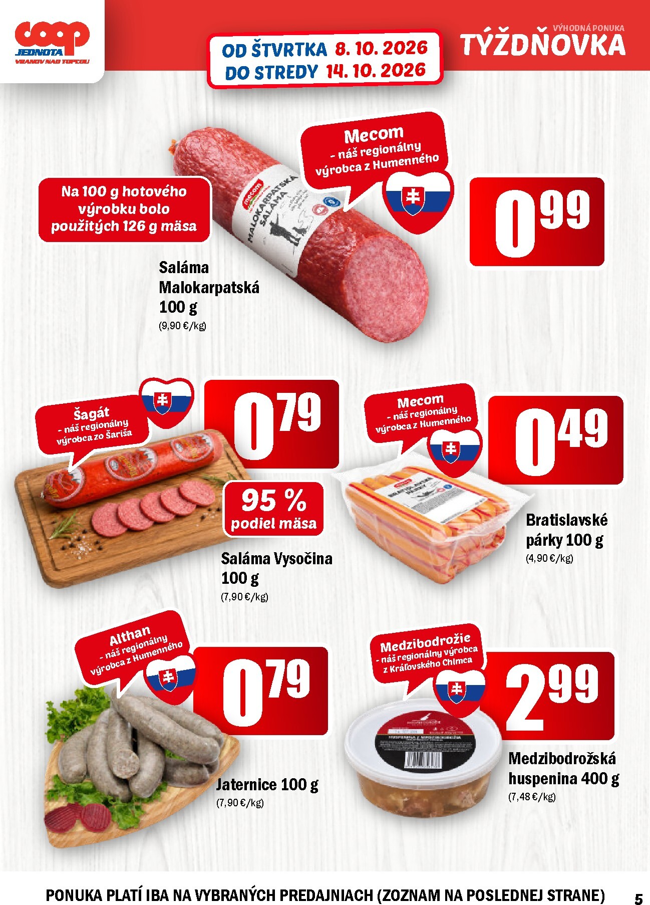 coop-jednota - Aktuálny COOP Jednota - Vranov nad Topľou leták od štvrtka, 08.10.2026 do stredy, 14.10.2026 - page: 5
