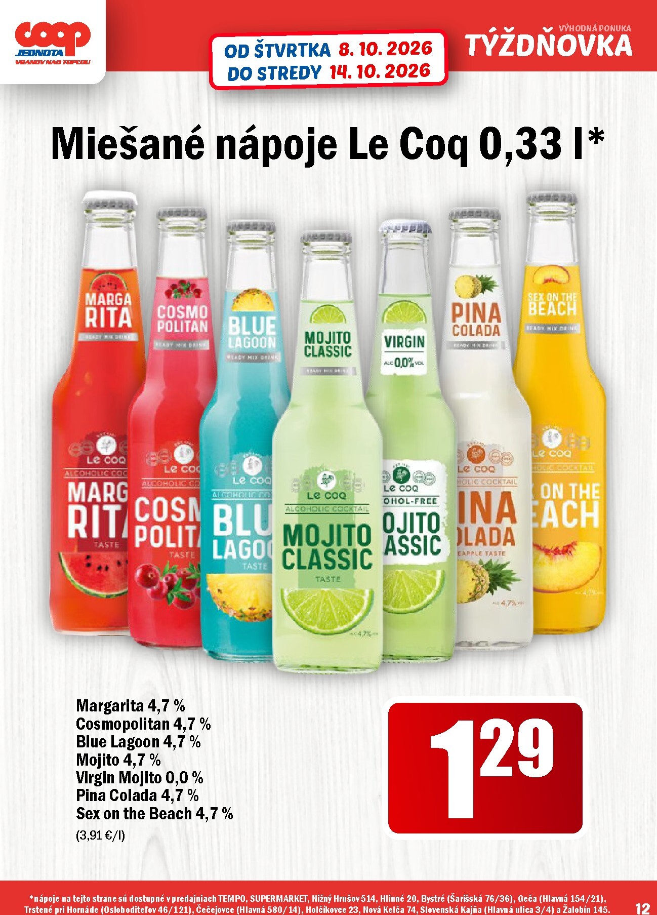 coop-jednota - Aktuálny COOP Jednota - Vranov nad Topľou leták od štvrtka, 08.10.2026 do stredy, 14.10.2026 - page: 12