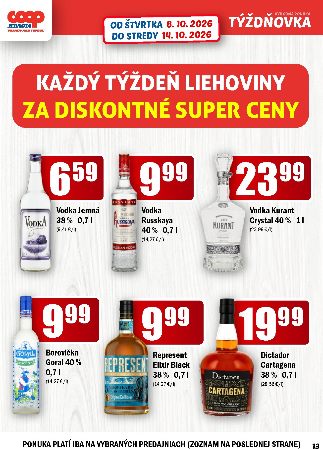 coop-jednota - Aktuálny COOP Jednota - Vranov nad Topľou leták od štvrtka, 08.10.2026 do stredy, 14.10.2026 - page: 13