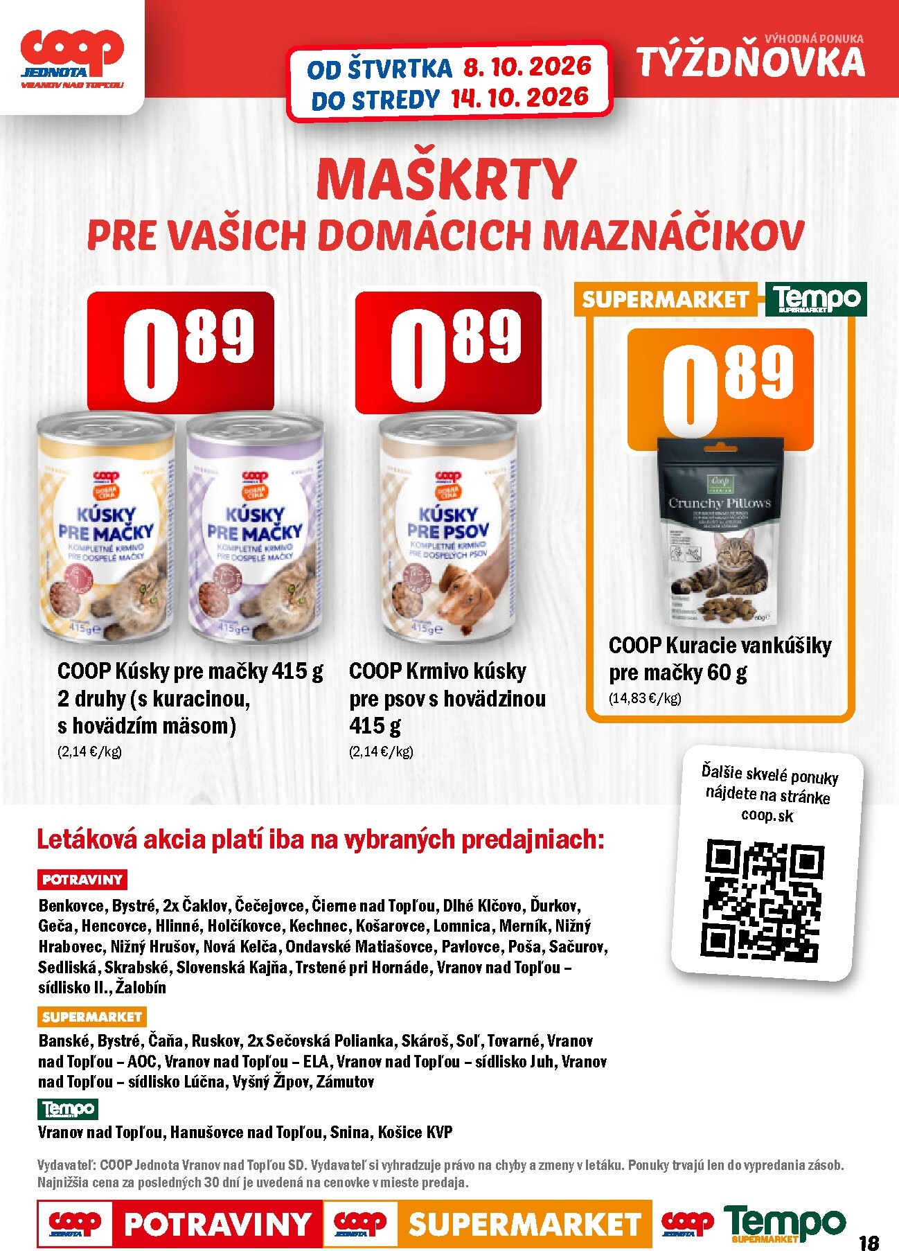 coop-jednota - Aktuálny COOP Jednota - Vranov nad Topľou leták od štvrtka, 08.10.2026 do stredy, 14.10.2026 - page: 18