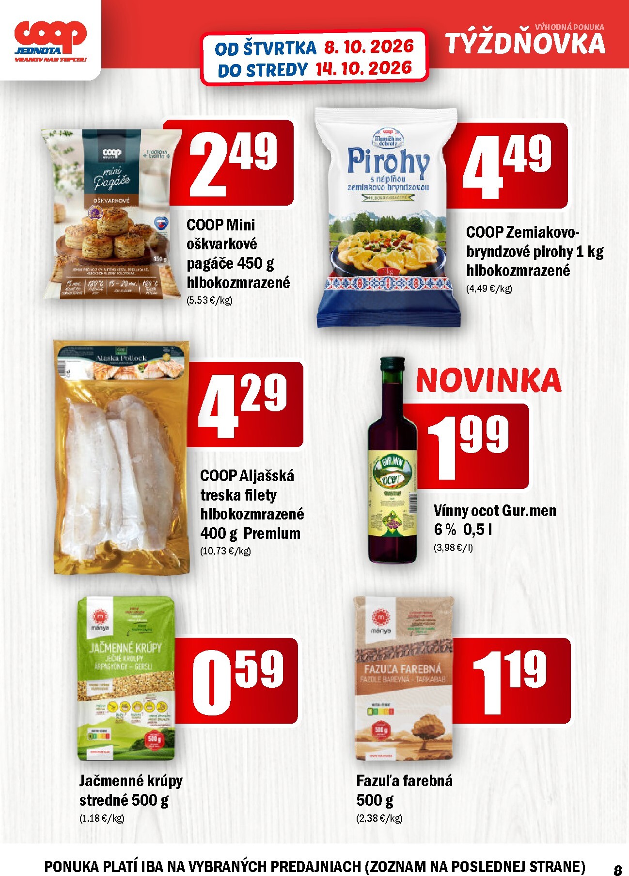 coop-jednota - Aktuálny COOP Jednota - Vranov nad Topľou leták od štvrtka, 08.10.2026 do stredy, 14.10.2026 - page: 8