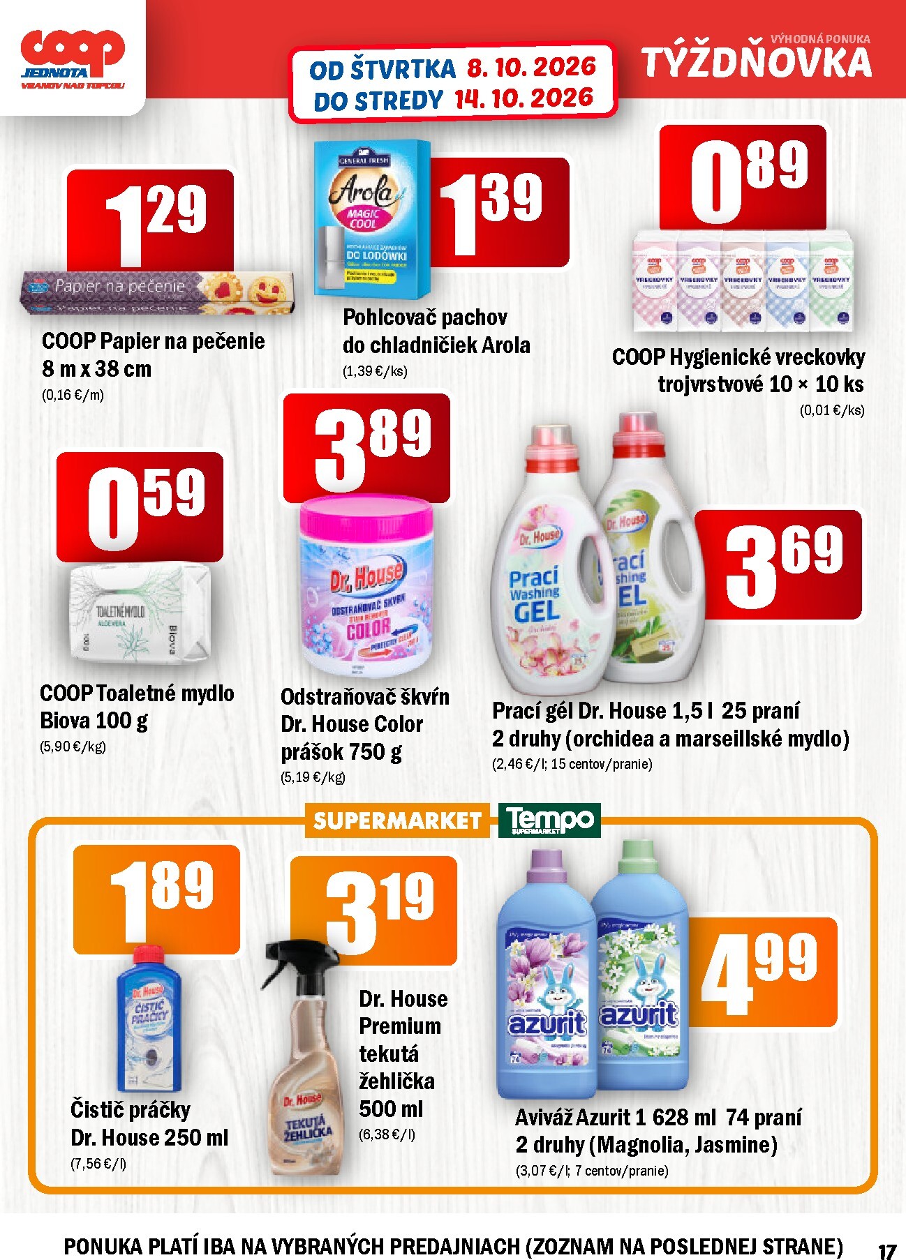 coop-jednota - Aktuálny COOP Jednota - Vranov nad Topľou leták od štvrtka, 08.10.2026 do stredy, 14.10.2026 - page: 17