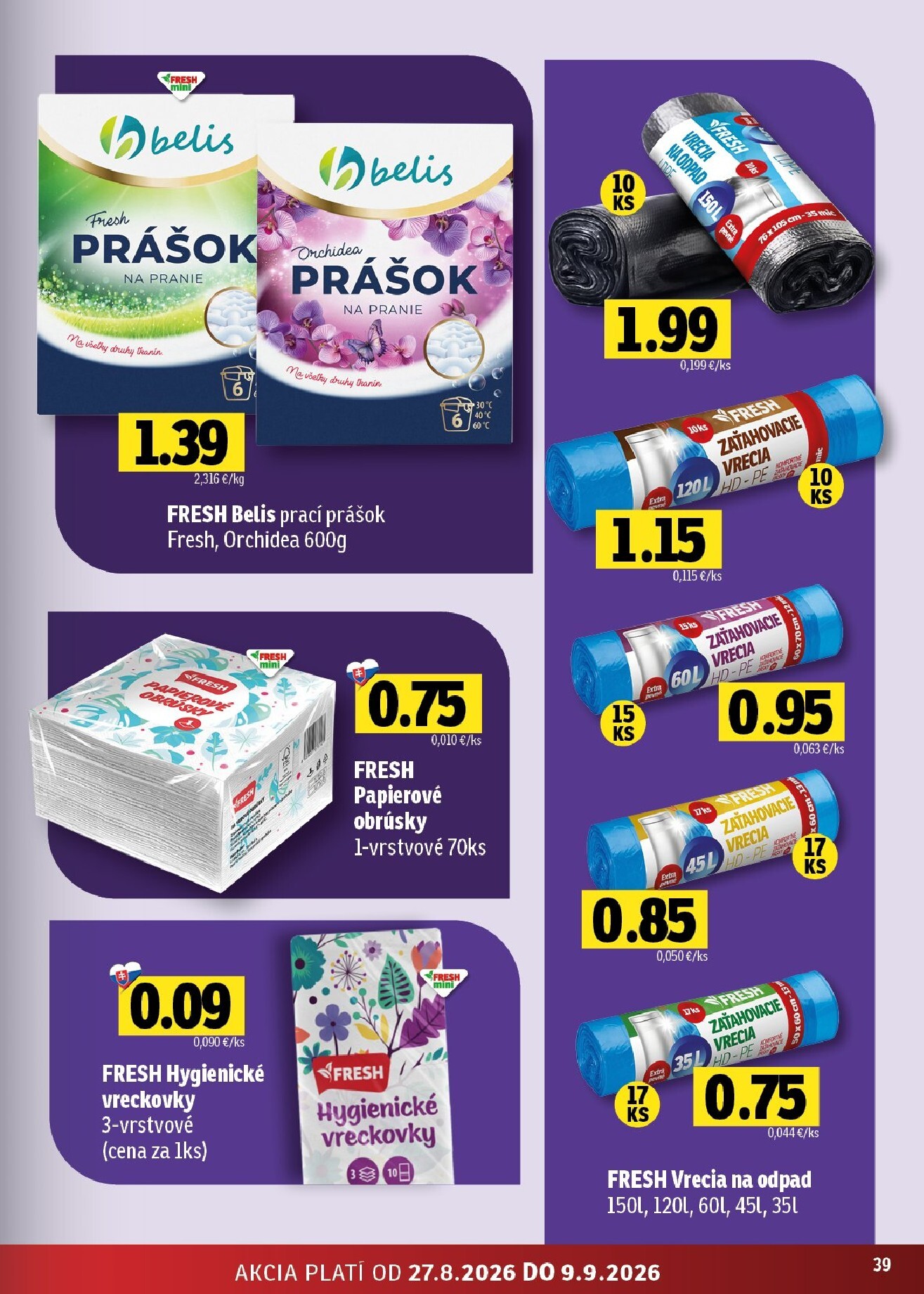 fresh - Aktuálny Fresh - Stredné a západné Slovensko leták od štvrtka, 27.08.2026 do stredy, 09.09.2026 - page: 39