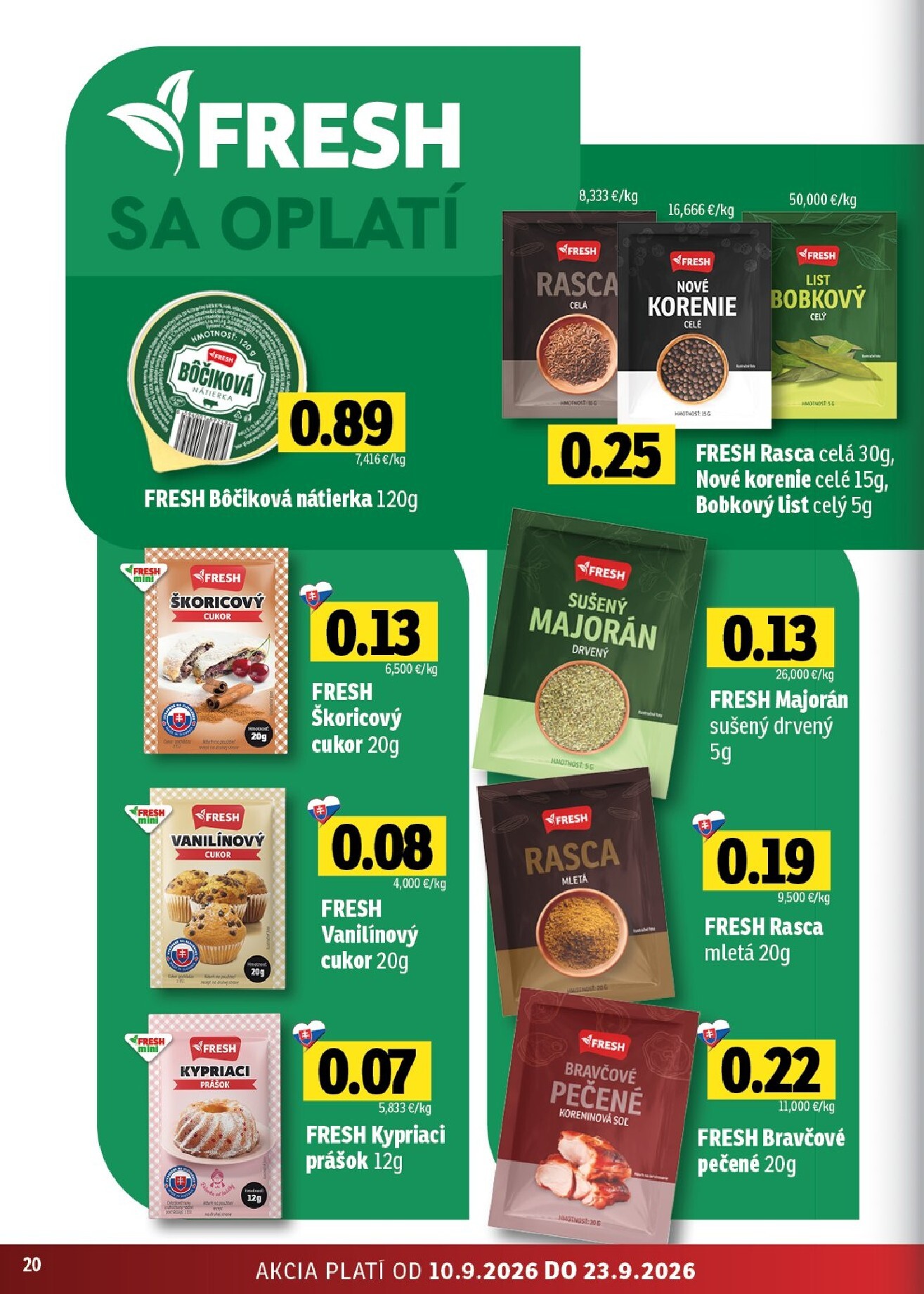 fresh - Nový Fresh - Východné Slovensko leták od štvrtka, 10.09.2026 do stredy, 23.09.2026 - page: 20