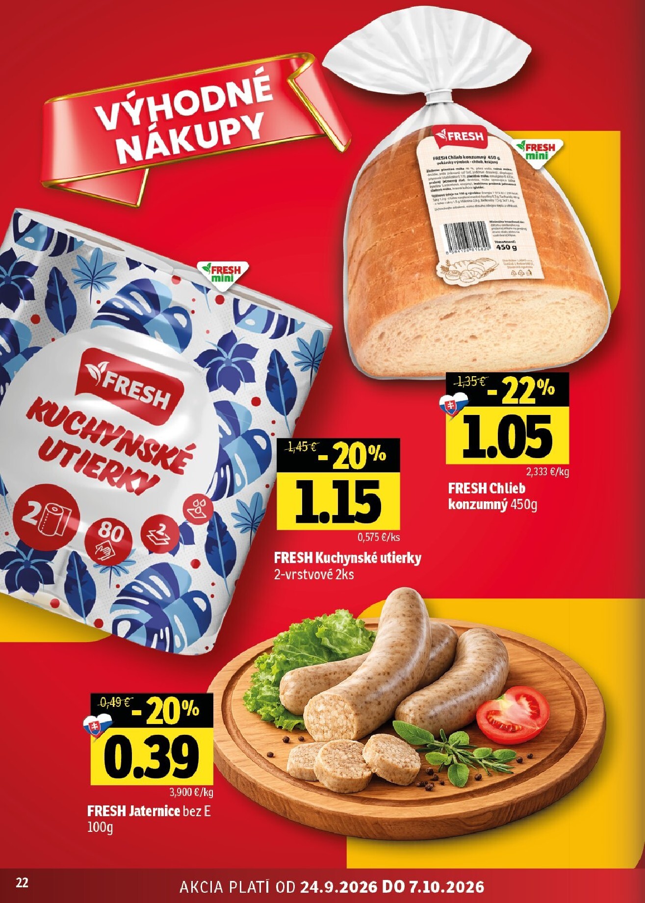 fresh - Nový Fresh - Stredné a západné Slovensko leták od štvrtka, 24.09.2026 do stredy, 07.10.2026 - page: 22