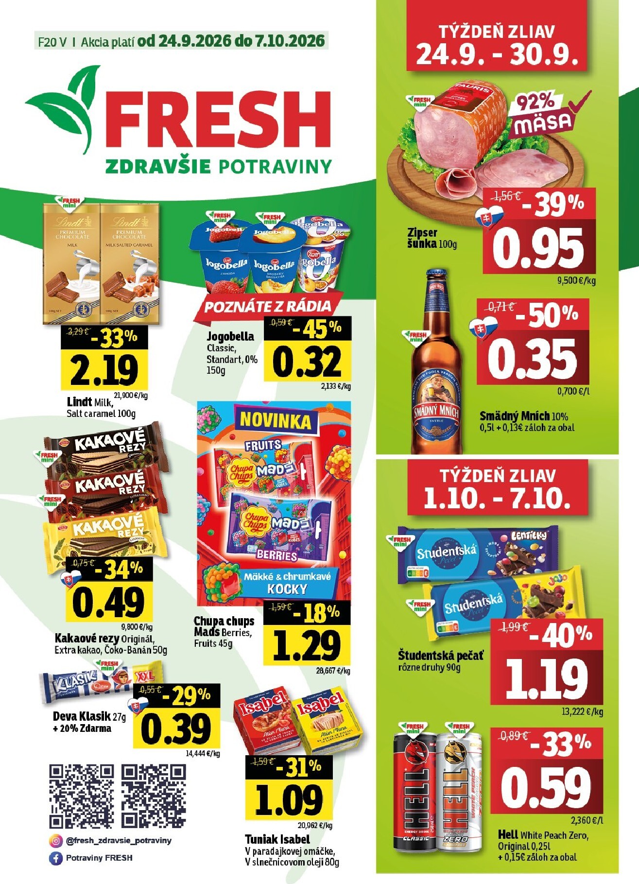 fresh - Nový Fresh - Východné Slovensko leták od štvrtka, 24.09.2026 do stredy, 07.10.2026
