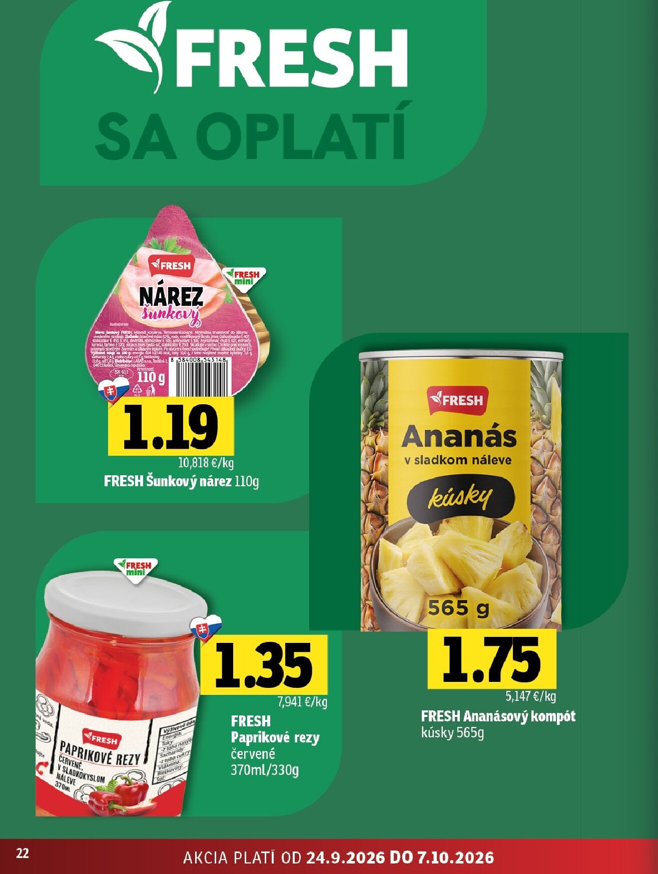 fresh - Nový Fresh - Východné Slovensko leták od štvrtka, 24.09.2026 do stredy, 07.10.2026 - page: 22