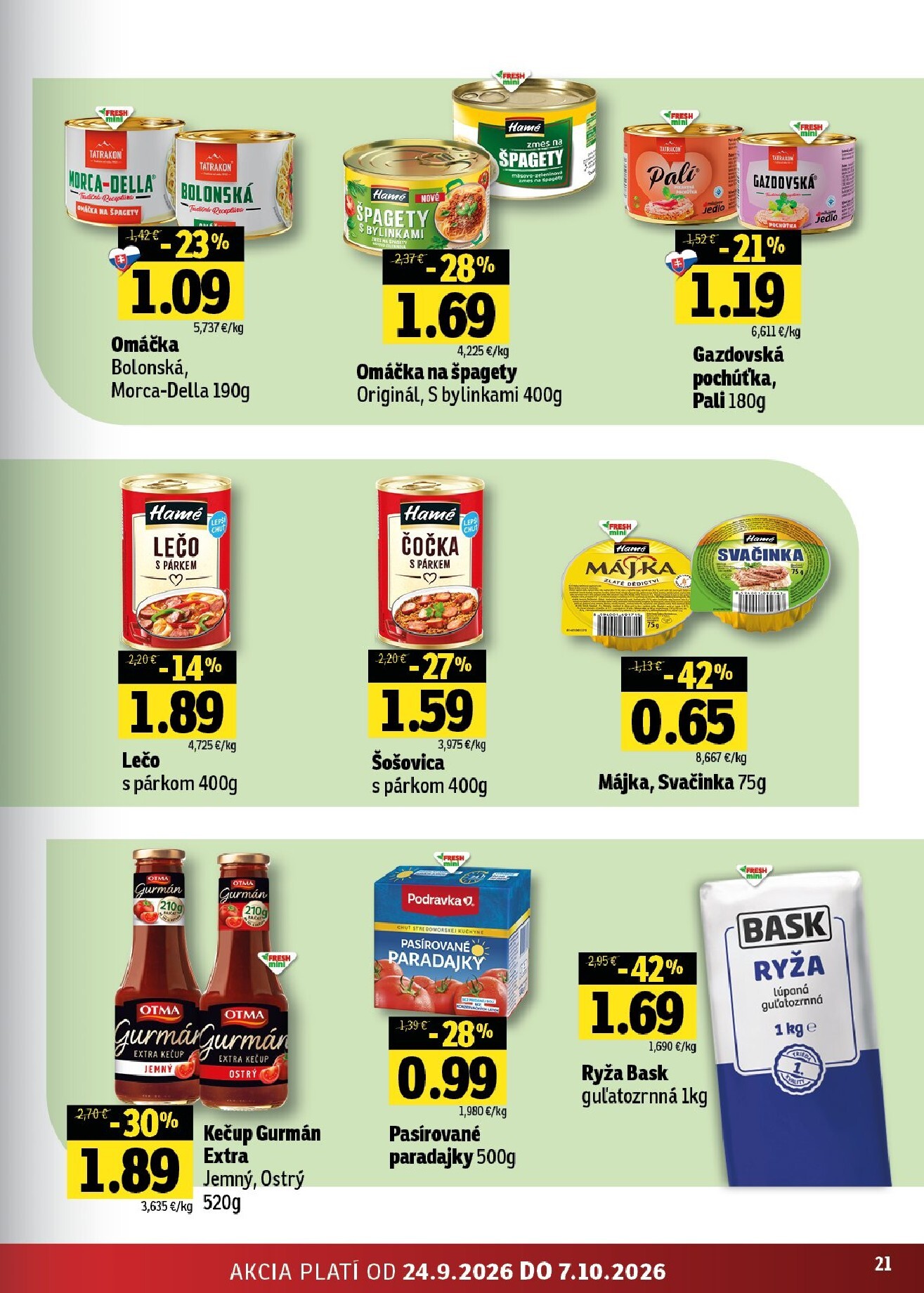 fresh - Nový Fresh - Východné Slovensko leták od štvrtka, 24.09.2026 do stredy, 07.10.2026 - page: 21