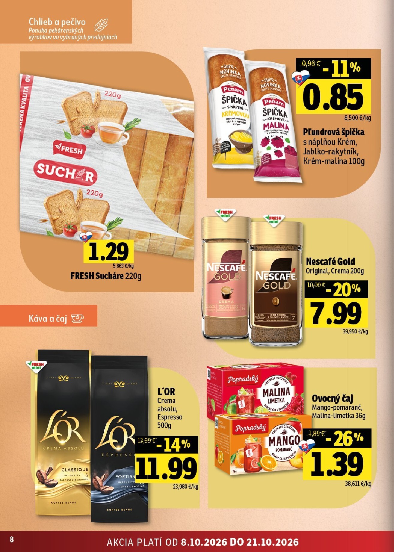 fresh - Nový Fresh - Stredné a západné Slovensko leták od štvrtka, 08.10.2026 do stredy, 21.10.2026 - page: 8