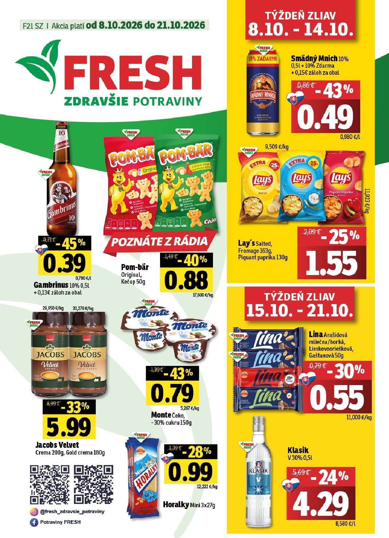 fresh - Nový Fresh - Stredné a západné Slovensko leták od štvrtka, 08.10.2026 do stredy, 21.10.2026