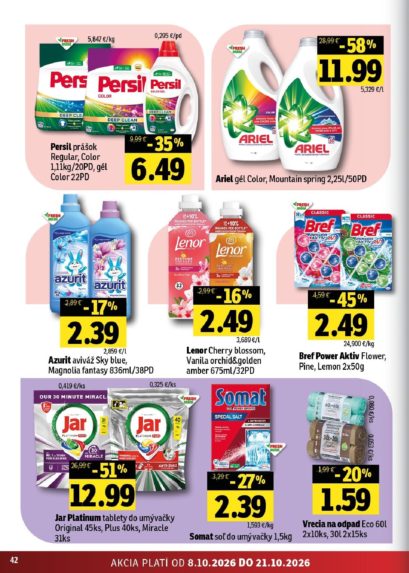 fresh - Nový Fresh - Stredné a západné Slovensko leták od štvrtka, 08.10.2026 do stredy, 21.10.2026 - page: 42